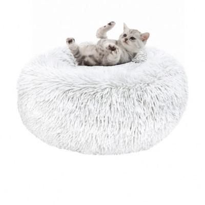 China Wholesale Custom Washable Luxury Large Soft Fluffy Soft Passionate Cat Dog Nest Round Donut Cute Cat Nest Sleep Heating Bed for sale