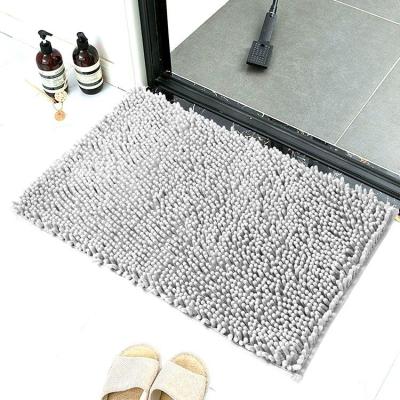 China Sustainable Plush Encrypted Chenille Bathroom Floor Carpet Border Absorbent Covers Non-Slip PVC Bottom Foot Mat for sale