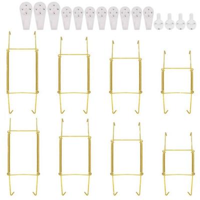 China 16 Pieces Workable 6 Inch Dish Hangers Wall Hangers Brass Wire Dish Racks With 18 Pieces Wall Hooks 5 To 7 Inch D for sale