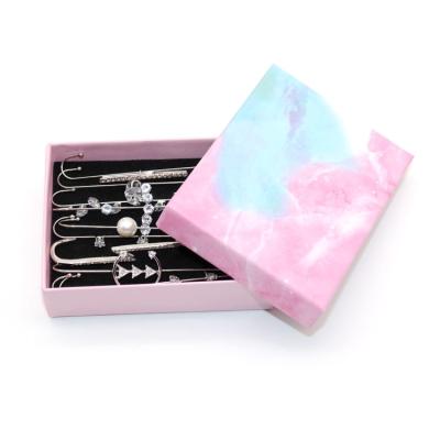 China Recyclable Custom Pink Earrings Ring Necklace Jewelry Packaging Cardboard Paper Gift Box With Sponge Bags Jewelry Gift Box Packaging for sale