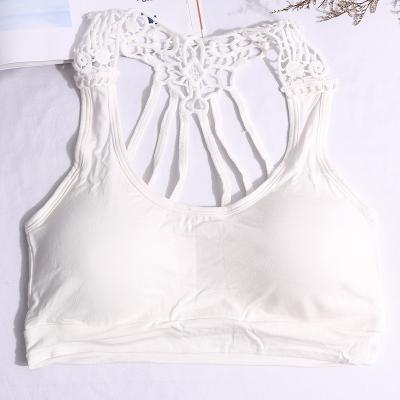 China Sustainable New Modal Summer Bra Embroidered Flowers Breathable Back Strap Vest Adjusted-straps Underwear for sale