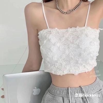 China Sustainable French Wrap Chest Rose Flower Small Suspender Women Summer Design Sense Niche Short Inside Vest for sale