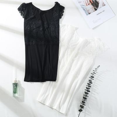 China Sustainable Spring And Summer New Styles Wear Sexy Lace Camisole Inside Outside T-shirt Women Slim Short-sleeved Bottoming Shirt for sale