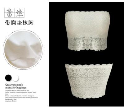 China Sustainable Anti-glare Female Lace Wrap Chest Short Bottoming Tube Top Vest Suspender Top With Chest Pad Underwear Thin for sale