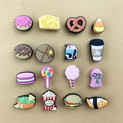 China New Styles Eco-friendly Bling Metal Charm Designer Charms Customized Soft Cartoon PVC Button Shoe Charm - Food for sale