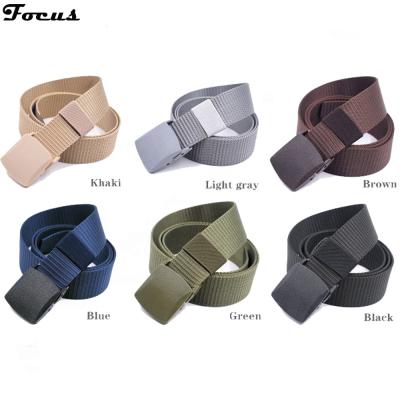 China Woven Webbing Belt With Nonmetal Buckle Nylon Men's Belt Tactical Adjustable Outdoor Military Style Woven Webbing Belt With Nonmetal Plastic Heavy Duty Buckle for sale