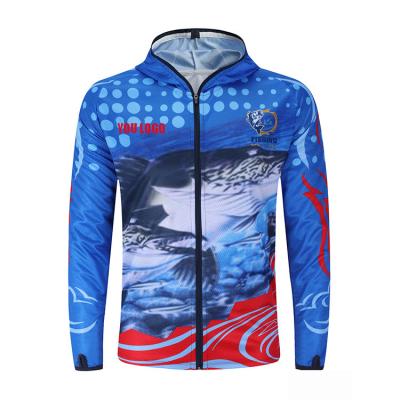 China Custom Men's Long Sleeve Sublimation Performance Antibacterial Fish Logo Hoody Shirts Quick Dry Fishing Tank Top Fishing Wear for sale