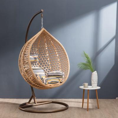 China Modern Outdoor Adult Garden Patio Rattan Egg Shaped Chair Hanging Swing for sale