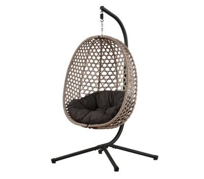 China Contemporary Round Steel Folding Patio Swings Outdoor Hanging Chair Egg Chair for sale