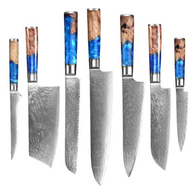 China Slicing Cutting Vegetable Paring Knife Amazon Sells 67 Layer VG10 Damascus Stainless Steel Laser Grain Kitchen Set Knives for sale