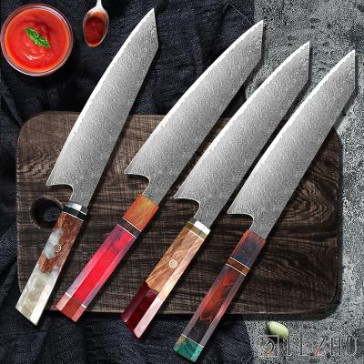 China Viable Luxury Professional Damascus Steel 8 Inch Kitchen Knife With Resin Octagonal Handle for sale