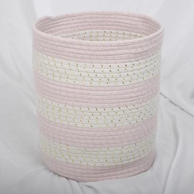 China Shabby chic modern decorative woven laundry basket large cotton rope storage basket do not with handles for sale