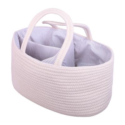 China Baby Diaper Organizer Large Layered Divider Basket Cotton Rope Cutout Basket With Removable Divider for sale