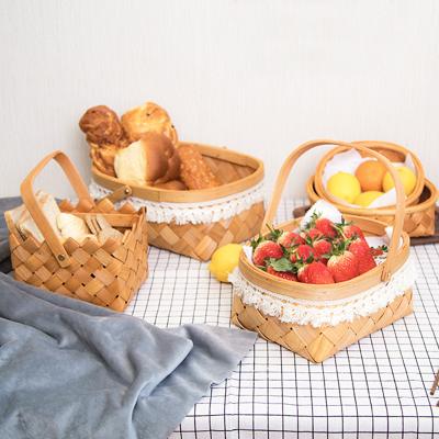 China Bamboo Flower Pot Flower Arrangement Woven Basket Potted Woven Basket in Sustainable Waste Portable Rattan Wood Flower Basket Garden Decoration for sale