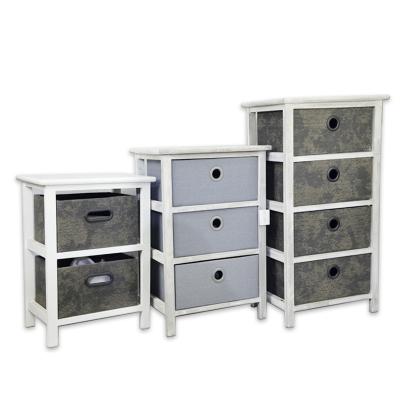 China Wooden Cabinet (Other) Household Adjustable Miniature Wood Furniture Storage With Woven Basket And Drawer for sale