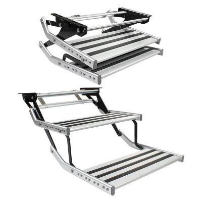 China Durable Anti Skid Aluminum Electric Control With LED Light Caravan Truck Trailer Steps RV Double Steps for sale