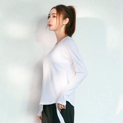 China Breathable Quick-drying Popular Fitness Women Gym Wear Long Sleeve Active Wear Tops Shirts for sale