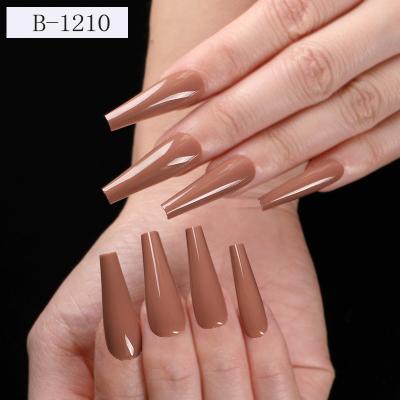 China Press On Nails 2022 Design Long Coffin Nail 2022 Design Luxury Air Ballerina Flat Tips 24PCS Solid Color Coffin Nails Full Cover False Coffin for sale