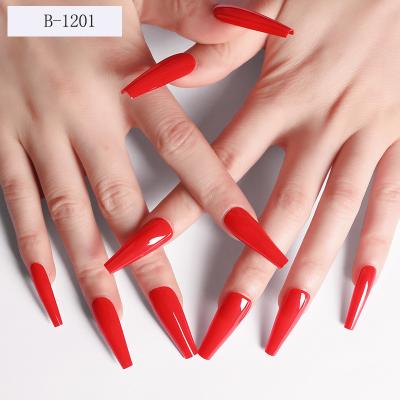 China Press On Nail Ballet Long Stunning Shiny Solid Color Coffin False Press On Nails Tips For Nails Art Artificial Fingernails False for sale