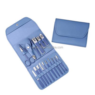 China 16 Pcs Eco-Friendly Nail Clippers Set Stainless Steel Manicure Pedicure Cuticle Remover Nail File Scissors Set Grooming Travel Case Tools for sale