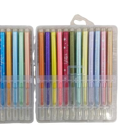 China 10/12/24/Colors Glitter Ink Set Metal Instant Stationary Set Fluorescent Watercolor Glitter Markers Pen for sale