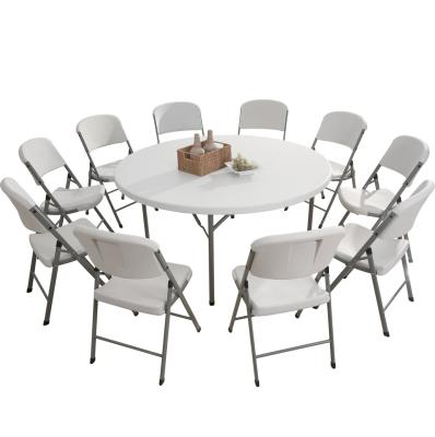 China 4ft 6ft 8ft Custom Foldable Round Cheap Foldable Table Portable Folding White Round Tables For Events Wedding for sale