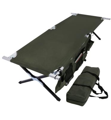 China Metal Foldable Aluminum Bed Outdoor Army Military Camping Raising Bed Folding Camping Bed for sale