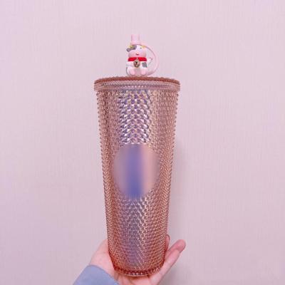 China 2021 Viable New Arrival Durian Cup BPA Free Colorful Studded Pineapple Tumbler Insulated Water Cups With Lid And Straw for sale