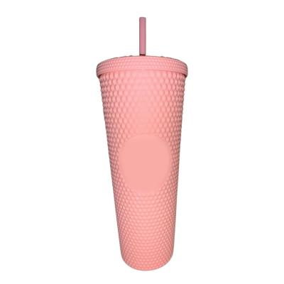 China 2021 Sustainable Hot Sales Manufacturing Double Wall Studded Plastic Coffee Tumbler Cold Mug for sale