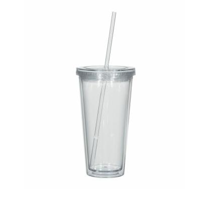 China Sustainable Hard Plastic Bubble Tea Tumblers Star Buckles Double Wall Straw Cup for sale