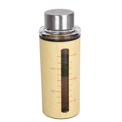 China Viable Reusable Leak Proof BPA Free Motivational Bamboo Water Bottle With Capacity Mark for sale