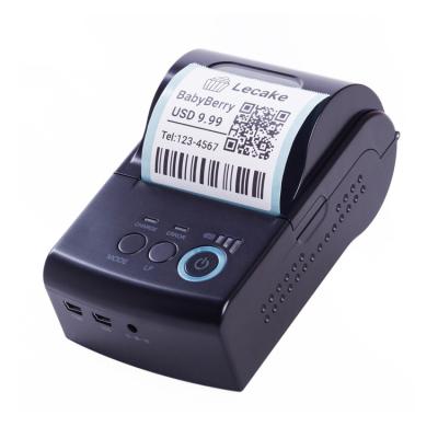 China BT Label Printer Mini Portable 58mm Small Black And White Thermal Receipt Printer For Mobile Phone Ipad Android/IOS for sale