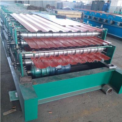 China Building Material Shops Grade Double Deck Profile Layer Backer Plate Tile Roll Forming Machine for sale