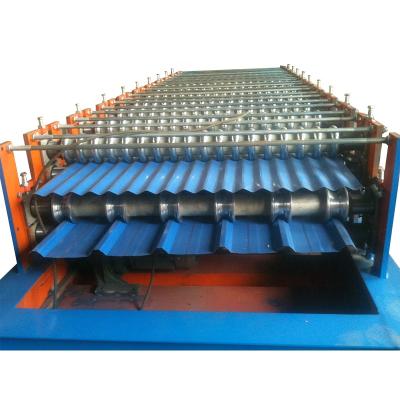 China Roof And Wall Double Layer Roofing Sheet Glazed Tile Roll Forming Making Machine for sale