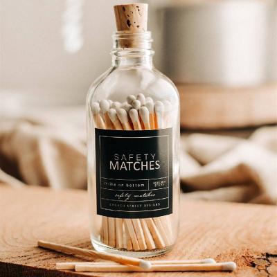 China Household Wooden Matches In Bottle Candle Aromatherapy , New Custom Colored Match Sticks In Glass Jar Bottle Matches for sale