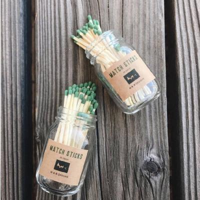 China Household Wooden Matches In Bottle Candle Aromatherapy , New Custom Colored Match Sticks In Glass Jar Bottle Matches for sale