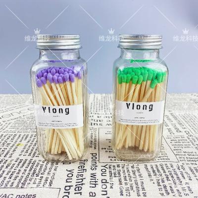 China New Household Custom Colored Match Sticks Wooden Matches In Silver Lid Glass Bottle Matches for sale