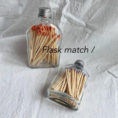 China New Household Custom Colored Match Sticks Wooden Matches In Small Silver Bottle Matches Glass Lid Wine Bottle Matches for sale