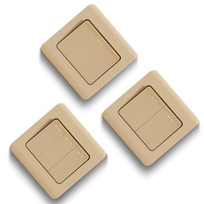 China UK Electrical Cheapest Gold Wall Switches Easy Installation Gray Switch Socketes 1gang 1way 10AX For Wholesaler for sale