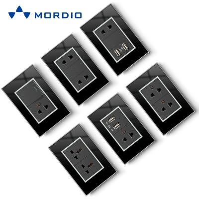 China Easy installation Dominica American 2ang 16A 3pin black acrylic socket for wholesale for sale