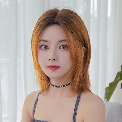 China More Young 7JHH WIGS Wholesale Ombre Orange Bob Hair Wig Vendor Short 14 Inches 150% Density Withuot Bangs Synthetic Hair Cosplay Bob Wigs for sale