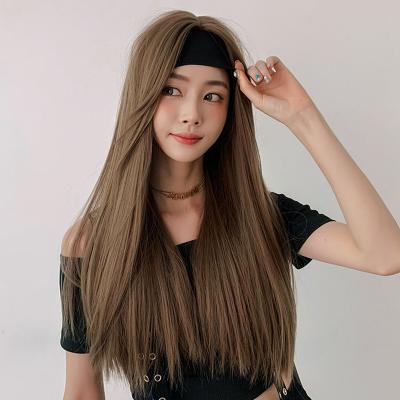 China Wholesale Younger Density 7JHH Natural Straight Wig 150% 180% Long With Bangs 26 Inches Synthetic Hair Wig For Women for sale