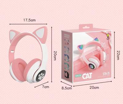 China BT5.0cute Cat Ear Head-mounted Earphone LED Light Disco Headset Silent Headset for sale