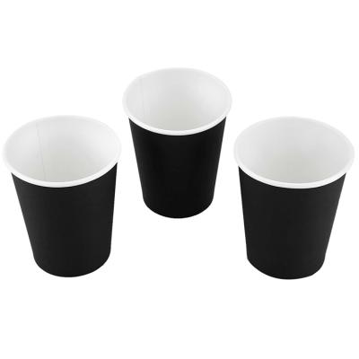 China Disposable High Quality Waterproof Coffee Water Drinking Single Wall Black Paper Cup for sale