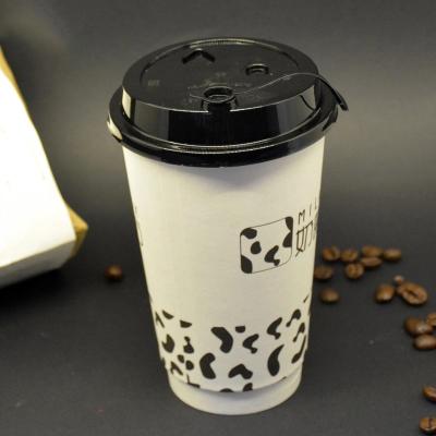 China Disposable Custom Design Leakproof Disposable Hot Drinking Wallpaper Double Cup With Lids for sale