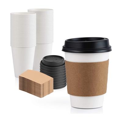 China Disposable Custom Printing Coffee Paper Cup Adjustable Corrugated Sleeve And Lids for sale