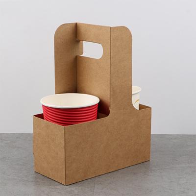 China Wholesale Disposable Coffee Drinks Paper Cup Holder Takeout Tray for 2 Cups for sale