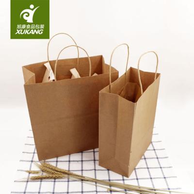 China Gift Wrapping Paper Grocery Bag Disposable 100% Recyclable Brown Kraft Paper Shopping Bag With Handle for sale