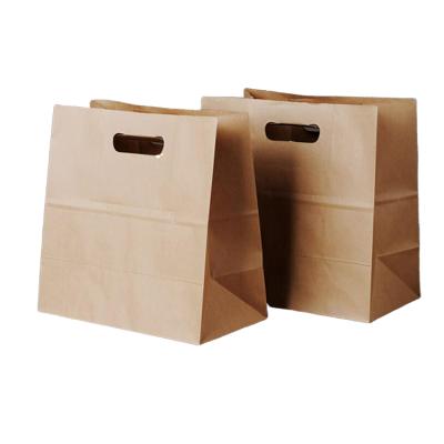 China Recycled Materials Packaging Paper Food Bag With Handle Caterer Fast Food Box Bag Bread Bakery Packaging Bag for sale