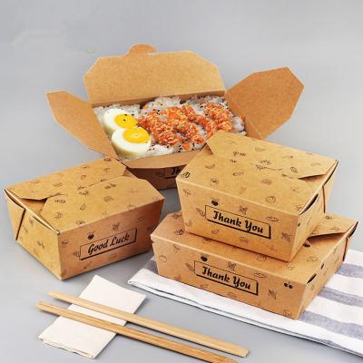 China Disposable Kraft Paper Packaging Box Fried Chicken Pasta Takeout Box for sale